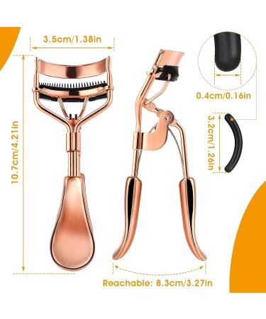WLLHYF Eyelash Curler Kit - Professional Metal Lash Curler with Built-in Comb and 10 Refill Pads for Dramatically Curled Eyelashes - Rose Gold - Buy Online on GoSupps.com