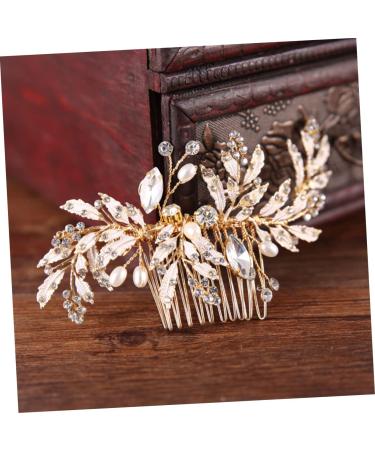 Beaupretty Comb Leaf Hair Pins Bridal Bride Hair Clip Pearl Hair Clip Clear Crystal Hairpin Pearl Hair Pin Gold Tiara Bride Veil Clip Rhinestone Hairpin Pearl Tiara Rhinestones Accessories - Buy Online on GoSupps.com