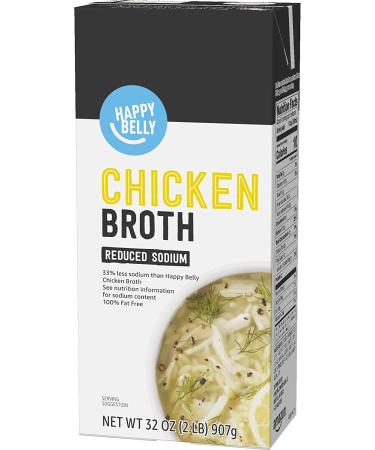 Amazon brand - Happy Belly Reduced Sodium Chicken Broth  32 Ounce - Buy Online on GoSupps.com