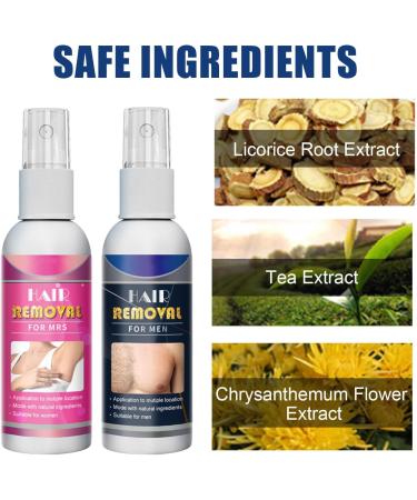 50ml Body Hair Removal Mousse Male and Female Specific Packaging Gentle Painless Hair Removal Spray All Skin Types Chest Legs Under Arms Private Area for Unwanted Hair (2 Women) - Buy Online on GoSupps.com