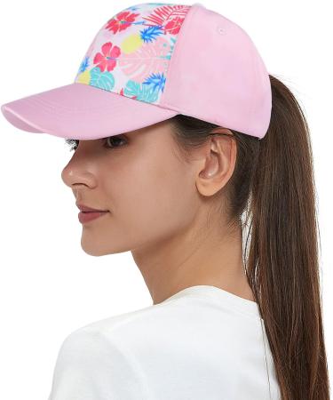 Muryobao Womens Ponytail Baseball Cap Adjustable High Messy Bun Ponycap Lightweight Quick Drying Hat Pink Pineapple One Size - Buy Online on GoSupps.com