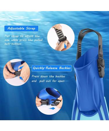 DOOHALO Swim Fins | Adult Snorkel Fins for Lap Swimming and Diving | Adjustable Size L/XL (8.5-11 US) | Navy Blue + Light Blue - Buy Online on GoSupps.com