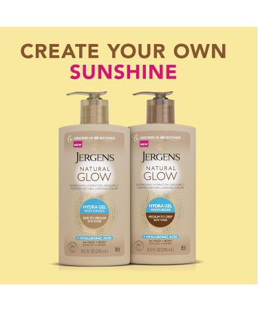 Jergens Natural Glow Hydra Gel Moisturizer Hyaluronic Acid Tanning Lotion Hydrating Tanning Gel Fragrance-Free Self Tanner Fair to Medium Skin Tones 8.3 Fl Oz - Buy Online on GoSupps.com