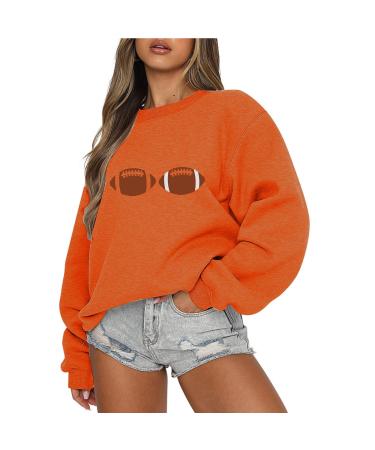 Yihaojia Womens Plus Size Basic Oversized Crewneck Tunic Sweatshirts for Women Long Sleeve Comfy Pullover Fall Tops Orange#71 X-Large