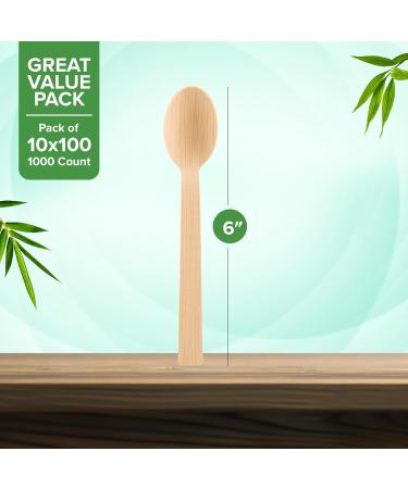 Eco-Craze (1000 Count) Bamboo Disposable Spoons 100% Natural & Biodegradable Alternative to Plastic Spoons Compostable Bamboo Spoon for Party - Buy Online on GoSupps.com