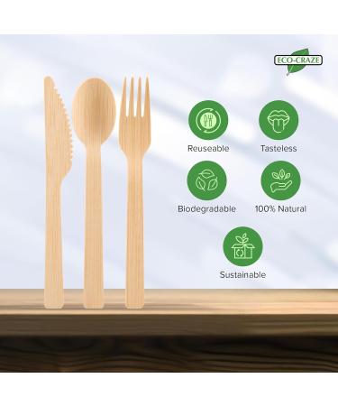 Eco-Craze Bamboo Cutlery Kit (Pack of 250) 6 Pcs Disposable Bamboo Meal Kit Includes a Fork Knife Spoon Salt Pepper Paper Napkin Compostable Bamboo Set Alternative to Plastic - Buy Online on GoSupps.com
