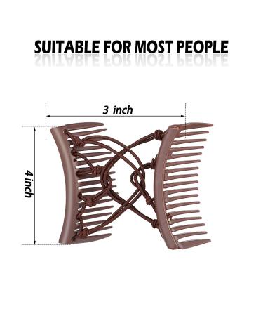 4-Piece Stretchy Double Comb Hair Clip Set - Adjustable Elastic Hair Pins for Women with Curly, Thick, Wavy Hair - No Crease Ponytail Accessories (Black/Coffee) - Buy Online on GoSupps.com