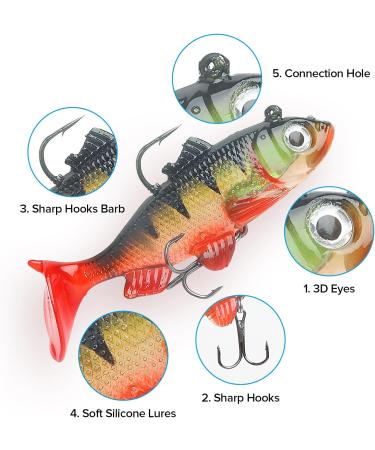 Realure 8-Piece Rubber Fishing Bait Set - Lively Soft Bait for Pike & Perch - 3D Eyes for Freshwater & Saltwater Fishing - Buy Online on GoSupps.com