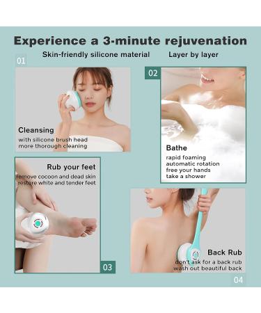 AZKSUN Electric Shower Brush Set - Body Scrubber, Facial Brush, Exfoliator with 5 Shower Heads (White) - Buy Online on GoSupps.com