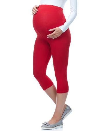 Be Mammy Women's Maternity 3/4 Leggings 03 M Red