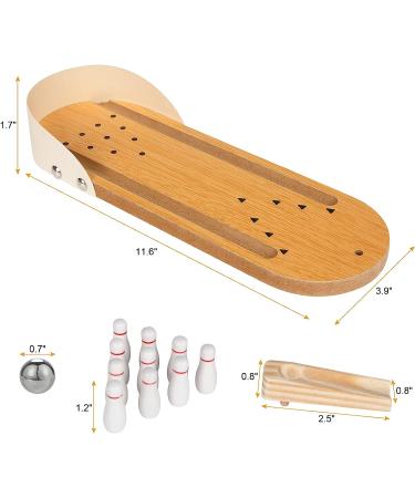 VITTYL Mini Bowling Game Set - Fun White Elephant Gift for Kids & Adults | Desk Stress Reliever | Educational Early Development Toy | Wooden Mini Bowling Ball - Buy Online on GoSupps.com
