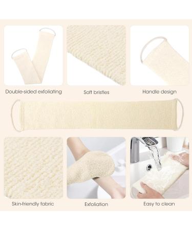 Buy Back Scrubber for Shower - Bamboo Fiber Peeling Sponge & Massage Brush Set (2 Pieces Cream White) | Goldoars - Buy Online on GoSupps.com