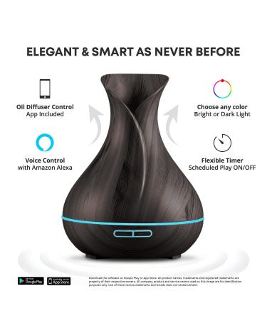 400ml Smart WiFi Ultrasonic Diffuser & Humidifier with Alexa & Google Home Control - Dark Brown - Buy Online on GoSupps.com