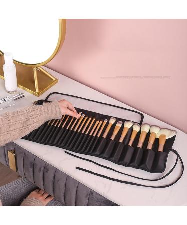 Stylish Black & Blue Makeup Brush Holder Organizer | Travel Cosmetic Bag for Women - Buy Online on GoSupps.com
