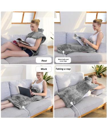 Fast Heating Electric Heating Cushion | Plush Soft Neck Wrap & Heating Pillow | 6 Gears Adjustable | 37x22in Silver Gray - Buy Online on GoSupps.com