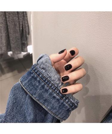 HUIL Artificial Nails False Nails Black Artificial Nails Wear Manicure Patch Finished Artificial Nails Tool