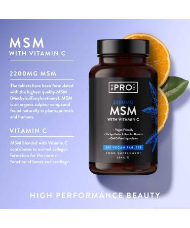 MSM Tablets 2200mg - Vegan Supplement for Bone & Joint Health - with Vitamin C - Made in UK by The Pro Co - Buy Online on GoSupps.com