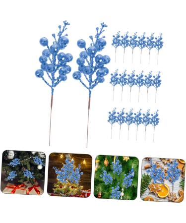 SilteD 20pcs Fake Berry Stem cutting branch Tree Branches For Decoration christmas tree decorations berry branch decorate artificial berry Foam wreath christmas DIY berries Blue 19X5X5CM - Buy Online on GoSupps.com