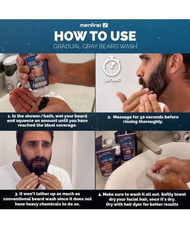 MenFirst Gradual Gray Darkening Beard Wash Shampoo for Men - Reduces White Beard Color - 4.6 oz - Dark Shades - Buy Online on GoSupps.com