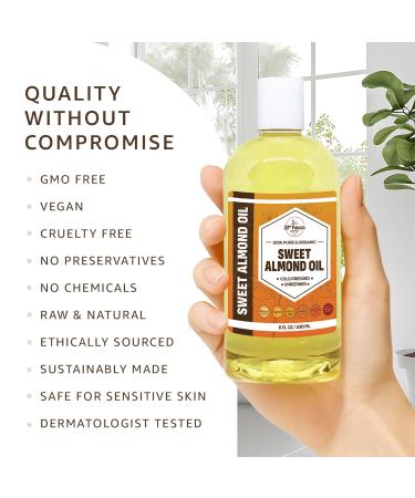ORGANIC SWEET ALMOND OIL (16 oz) Premium Cold Pressed Unrefined | 100% Pure Sweet Almond Oil for Skin Face Hair Soap Making | Carrier for Essential Oils | Available in Bulk | 16 FL OZ - Buy Online on GoSupps.com