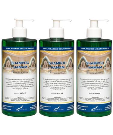 Claudius Hammam Shampoo 500ml with 3 White Pumps - Pack of 3 - Value Pack - Hair Care