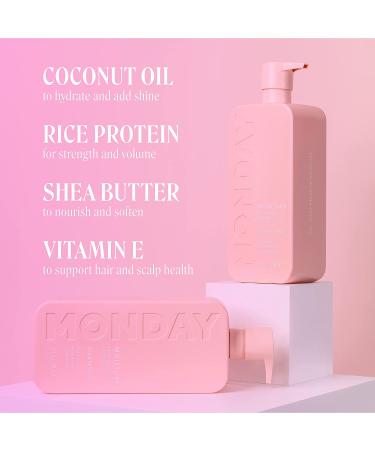 Monday Haircare Moisture Shampoo + Conditioner Set (2 Pack) - 12oz Each | For Dry, Coarse, Stressed Coily & Curly Hair | With Coconut Oil, Rice Protein, Shea Butter & Vitamin E | 100% Recyclable Bottles - Buy Online on GoSupps.com