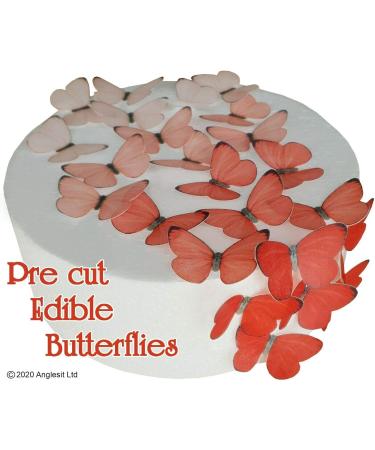 Pre-Cut Red Butterflies - Edible Rice Wafer Paper for Cupcakes Cakes & Desserts | Perfect for Birthdays Weddings & Baby Showers - Buy Online on GoSupps.com