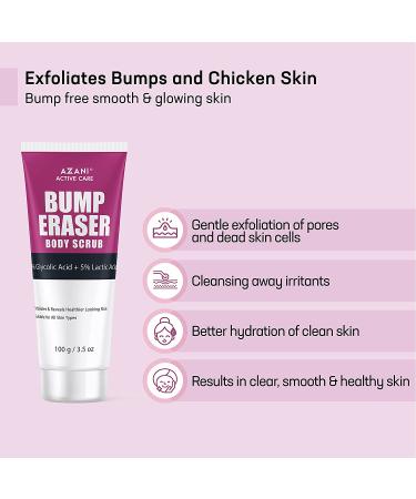 Azani Bump Eraser Body Scrub | 5% Glycolic & Lactic Acid Exfoliator | For Keratosis Pilaris, Body Acne, Ingrown Hair & Razor Bumps | Smooths Rough Patches on Knees, Arms & Neck | 3.5 Oz - Buy Online on GoSupps.com