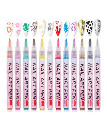 3D Nail Art Pens Set Nails Drawing Pen Nails Polish Pens Fine Tip Manicure Tool for Painting Nails DIY Nail Art Nail Design Pens