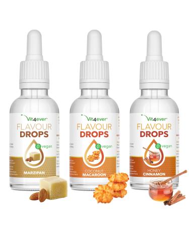 Flavor drops 3x 50ml - Bundle Winter Dream 1 - Flavdrops taste without calories - taste (marzipan + coconut macaroon + honey cinnamon) Winter Dream 1 50 ml (3 Pack)