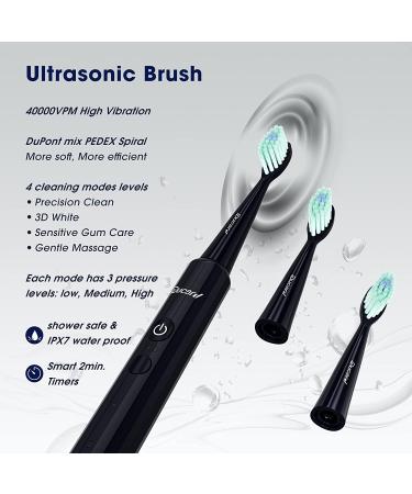 Ducard Electric Toothbrush with Water Flosser Combo | 9 Brush Heads, 5 Tips | 320ML IPX7 Waterproof Teeth Cleaner | Cordless & Portable | Home & Travel Use (Black) - Buy Online on GoSupps.com