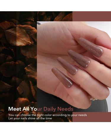 Premium Dipping Powder Nails Set - Aokitec Fashion Dip Powder for DIY & Salon | 28g Glitter Brown French Nail Art - Buy Online on GoSupps.com