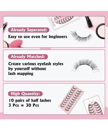 Lash Clusters - 10 Pairs Cat Eye Russian Fluffy Wispy Lashes | DIY Volume Lash Extensions - Soft & Easy to Wear - Buy Online on GoSupps.com