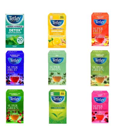 Tetley Tea Bag Pick N Mix - Create Custom Tea Bags Combo with 8+ Flavours | Detox Mint Lemon and ginger Green Tea Pure Lemon & Ginger | Gift Set for Tea Lovers Pack 5 (20 Bags) Pack of 5
