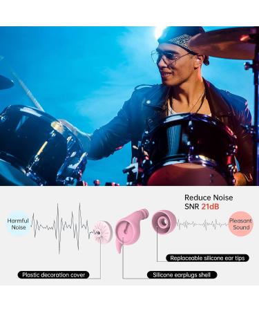 High Fidelity Concert Ear Plugs - 21dB Noise Reduction for Musicians, Sporting Events, Raves - Pink Silicone Earplug for Hearing Protection - Buy Online on GoSupps.com