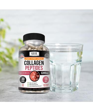 Kaya Naturals Multi Collagen Peptides Complex Powder for Women and Man Vital for Hair Skin Nails and Anti-Aging Types I II III V & X Collagen Protein Blend | Capsules - 30 Count Supplement 30 Count (Pack of 1) - Buy Online on GoSupps.com