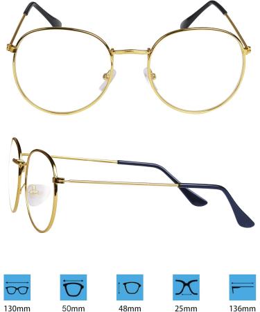 JoXiGo Reading Glasses for Women & Men - Stylish Metal Frame Nerd Glasses with Clear Lens & Strap - Gold 2.5 Diopters - Buy Online on GoSupps.com