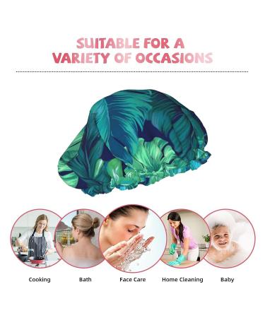 Tropical Palm Leaves Shower Cap - Reusable Waterproof Hair Cap with PEVA Lining - Buy Online on GoSupps.com