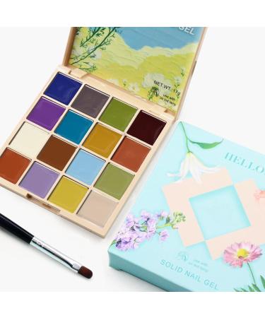 16 Colors Solid Gel Nail Polish Gel Palette Nail Polish with Nail Brush Popular Colors Cream Manicure Palette UV Gel Varnish Portable Nail Polish Art Kit for Home DIY Manicure Nail Salon (#01) - Buy Online on GoSupps.com