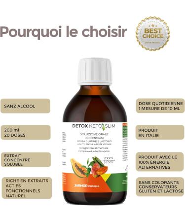 Detox Keto Diet Slim Syrup 200ml | Powerful Fat Burner | Weight Loss | Flat Stomach | Powerful Draining Water Retention | Slimming Supplements | J.Armor Pharma - Buy Online on GoSupps.com