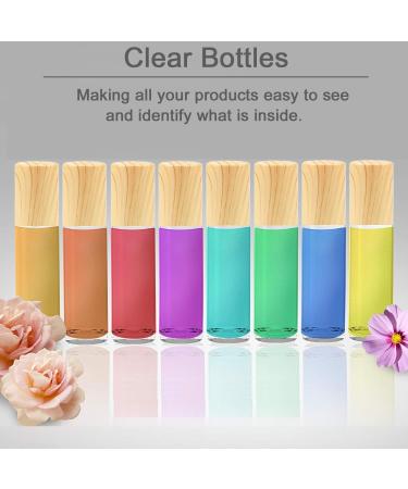 Yalbdopo 10Pcs 10Ml Essential Oil Roller Bottles - Refillable Clear Glass Roll on Bottles with Stainless Steel Roller Ball & Wood Grain Plastic Cap Include 12 Label Dropper & Opener - Buy Online on GoSupps.com