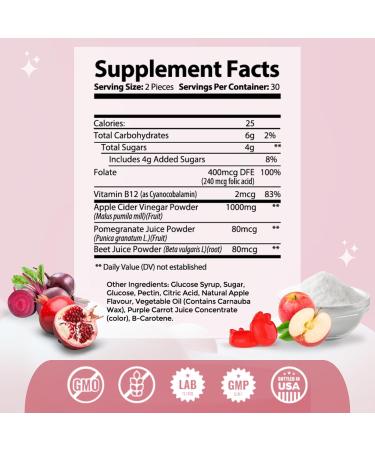 Mommyz Love Apple Cider Vinegar Gummies - Weight Management & Healthy Digestion for New Moms 60 Count with Folate & Vitamin B12 - Buy Online on GoSupps.com