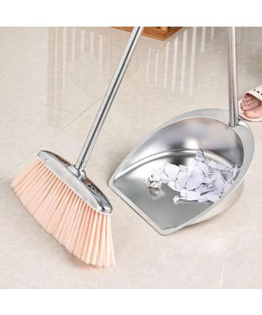 Dust Pan and Brush Dustpan and Brush Sets Stainless Steel Long Handled Dustpan and Brush Heavy Duty Upright Sweeping Brush with Hanging Hoop for Indoor Household Cleaning Round Shape - Buy Online on GoSupps.com