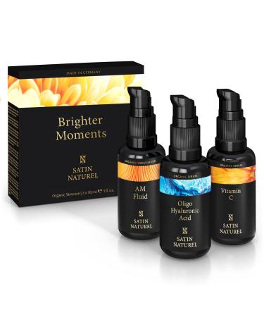 Skincare set vegan with vitamin C serum + hyaluron serum + beauty fluid with ceramide - on Bio aloe vera base - birthday presents for women gifts for women - Beauty set 3x30ml Skincare set with 2 serums + 1 cream - Buy Online on GoSupps.com