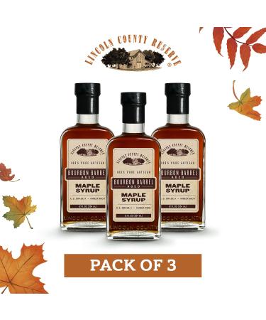 Lincoln County Reserve Bourbon Barrel Aged Maple Syrup - Grade A Amber Rich Taste - Gluten-Free - 12FL OZ (3 Pack) - Buy Online on GoSupps.com