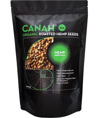 Canah Organic Whole Hemp Seeds - Roasted 1 kg Vegetarian High in Protein Fiber Omega 3 & Omega 6 Amino Acids Vitamins and Minerals Certified Kosher - Buy Online on GoSupps.com