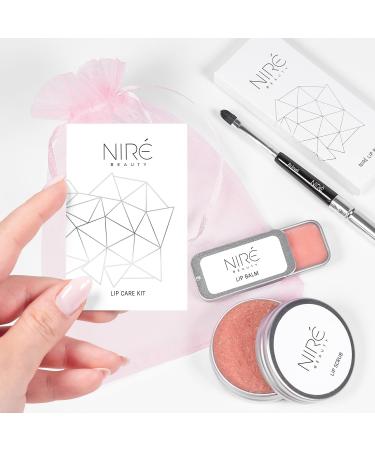 Nir Beauty Lip Care Set - Strawberry Lip Scrub Exfoliator Natural Lip Balm Pro Lip Brush with Gift Bag and Guide Pink - Lip Care Kit - Buy Online on GoSupps.com