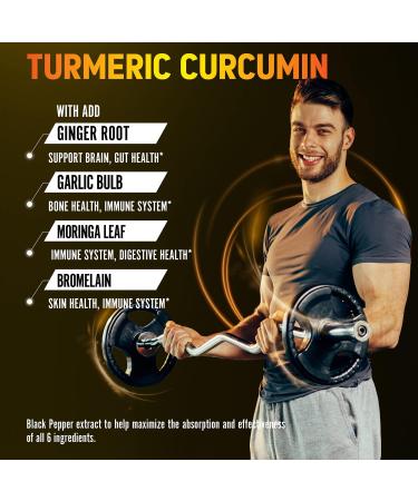 6-in-1 Turmeric Curcumin with Ginger Capsules - 13050mg Equivalent, Joint Support, Anti-Inflammatory, 60 Count - Buy Online on GoSupps.com
