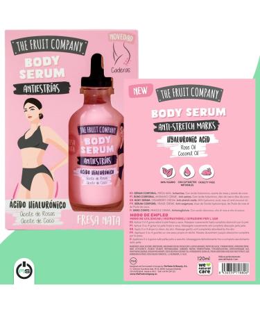 The Fruit Company Body Anti-Stretch Mark Body Serum Push Up Cream for your Hips | Strawberry Scent & Hyaluronic Acid 120ml with Rose Oil & Coconut Oil - Buy Online on GoSupps.com