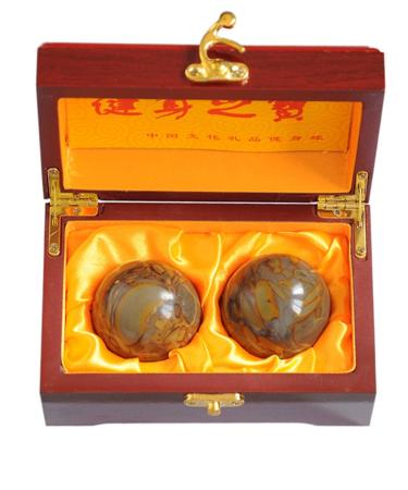 5.1cm Feng Shui Nuwa Stone Baoding Balls Chinese Health Stress Balls with Gift Box W2350
